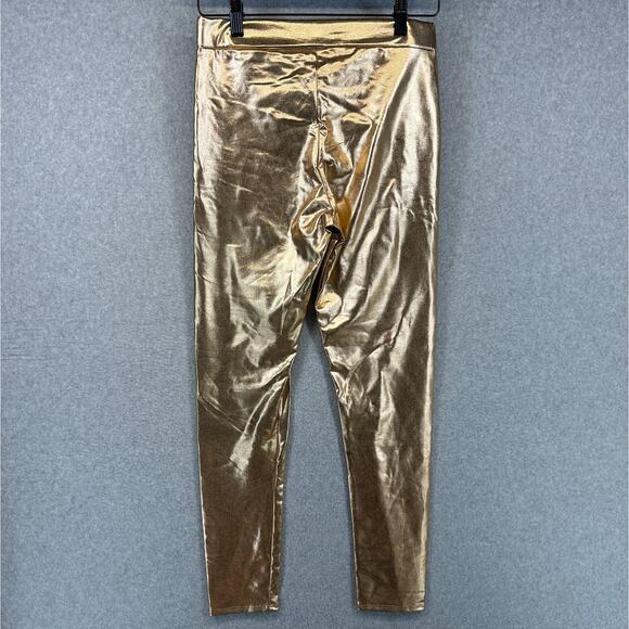 J2 Love Pants Womens Size M Gold Metallic Pull On Elastic Waist Polyester Blend - Picture 2 of 11